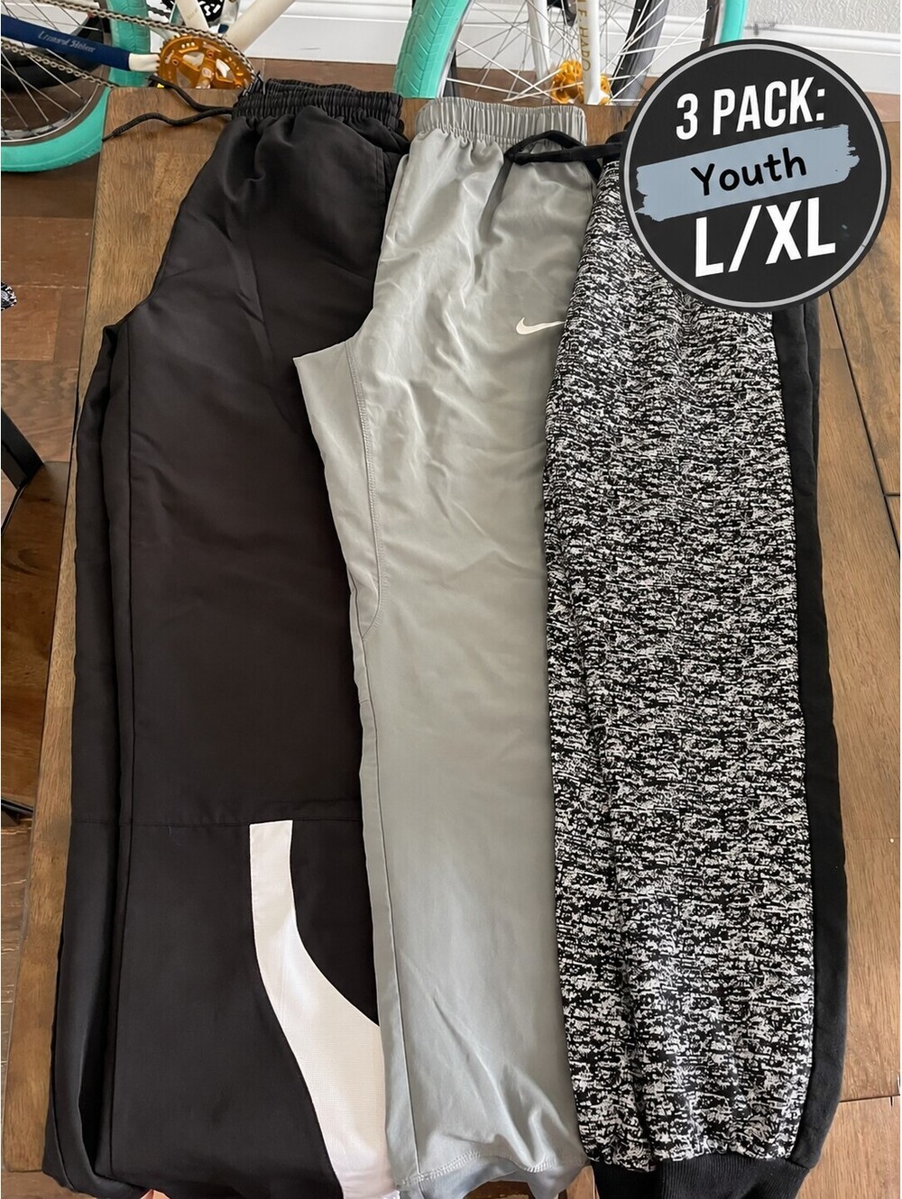Boys Pants 3 Pack | Youth XL | Nike/Kelme/Real Essentials Athletic Pants